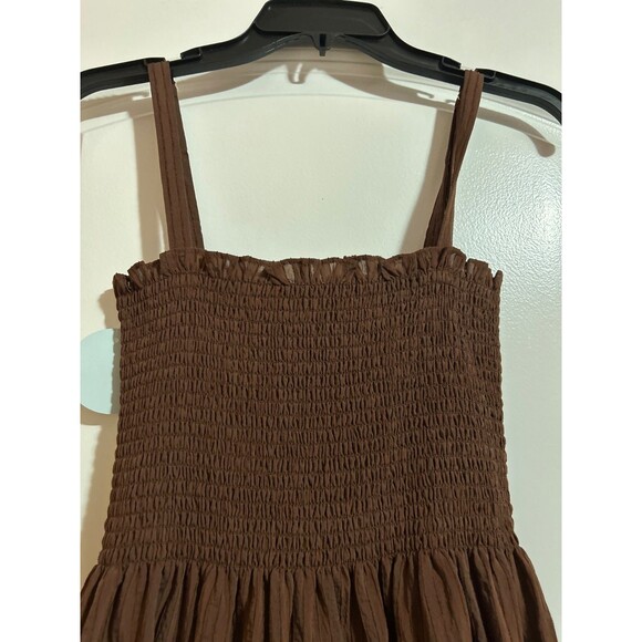 Hill House The Seraphina Mini Nap Dress size M NWT Chocolate Tonal Seersucker - Picture 6 of 10